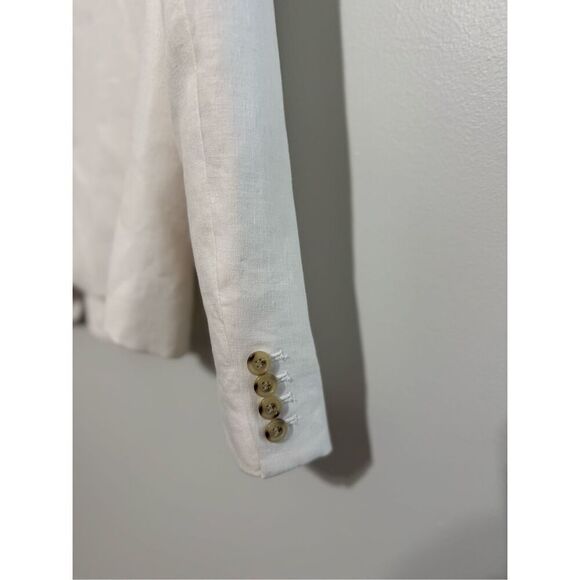 J. Crew Regent One Button Women's Blazer 100% Linen White/Off White  Size 10T - Picture 6 of 11